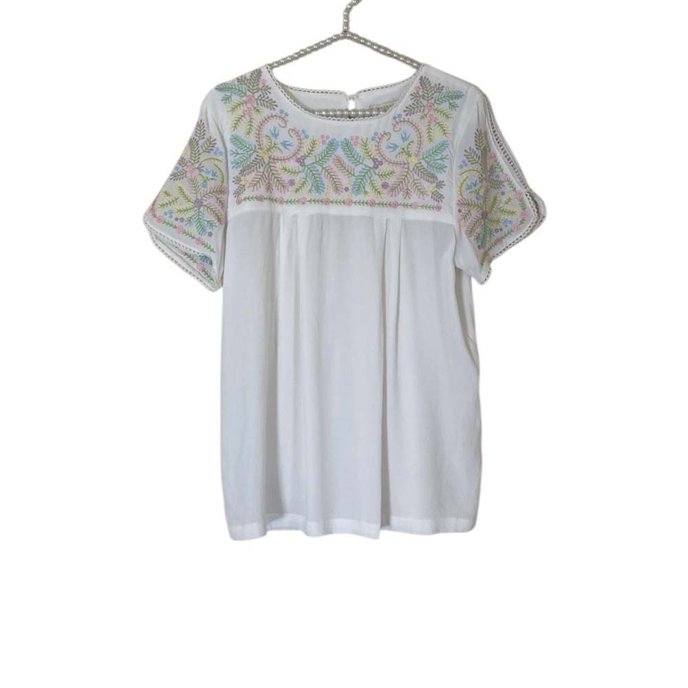 Little White Lies M Cream/Ivory/Egg Shell/Off White Short Sleeve Embroidered Top